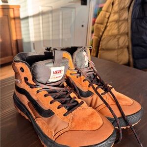 Vans Men's Tan and Black High-Top Sneakers